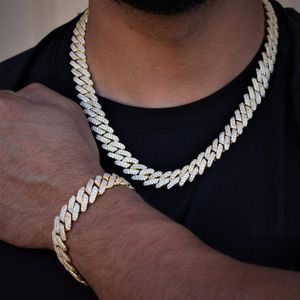 12mm 15mm 19mm Iced Out Bling Cuban Chain Necklace 5a Zirconia Cz Jews Hop Jewelry for Men Boy 0927 251K