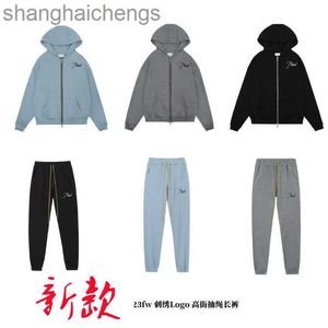 Luxus Counter Top Grade Designer Rhuder Hoodies Herbst Winter RH Brief Sticker Lose Kapuze Reißverschluss Pullover Kordelstringhose für Männer Frauen mit Logo