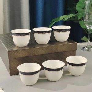 Çay Bardakları Lüks B 6 PCS Kemik Çin Arapça Çay Farları Espresso Mini Kahve Sütü İçme Kupası Orijinal logo kutusu ile mutfak için