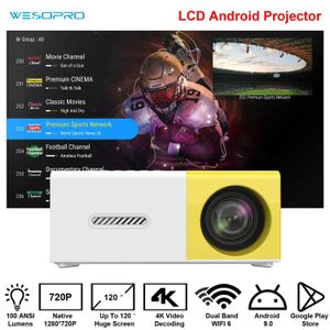 Проекторы Wesopro Android 9.0 4K Mini Procector WiFi6 Q3 HISILICON HI352 100ANSI BT5.0 1280 * 720p Двойной Wi -Fi Home Theatre Outdoor Portable J240509