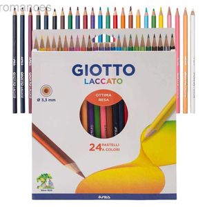 Pencils 24 pieces/box wooden colored pencils Kawaii childrens painting non-toxic art round pencils d240510