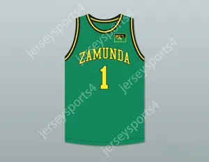 Niestandardowy Nay Men Youth/Kids Prince Akeem Joffer 1 Fictional African Country Green Basketall Jersey z flagą Patch Top Sched S-6xl