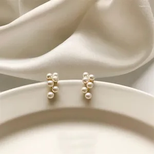 Stud Küpe Beyaz Ananas İnci Kadınlar için Basit Küçük Kore Çinko Alaşım Sevimli Brincos Düğün Moda Takı
