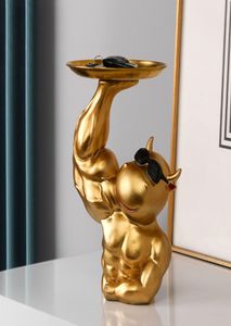 Creative Kirin Arm Muscle Cow Tray Decoration Home Hallway Nyckelagring Desktop soffbord vardagsrum mjuka dekorationer5390160