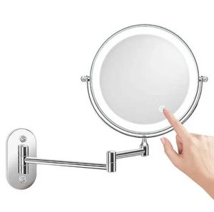 Kompakta speglar Led Wall Lamp 7x med strålkastare Makeup Mirror Badrummonterat målning Badkar Q240509