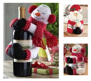 Boże Narodzenie Santa Claus Snowman Deluxe Wine Bottle Bottle Bottle Wrap Wakacyjna Festiwal Dekoracja imprezy może pomieścić ręczniki Butelki 8972284