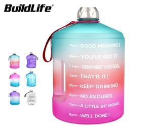 Buildlife 1 galon su şişesi ile zaman işareti ile 378L 22L 13L 128oz 73oz 43oz BPA Plastik Büyük Kapasiteli Spor Jug 2012214767217