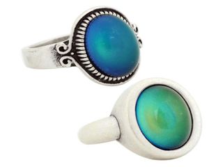 2PCS Lovely Silver Plated Mood Stone Ring Womens Change Color Emotion Feeling Alloy Jewelry RS0090106037643