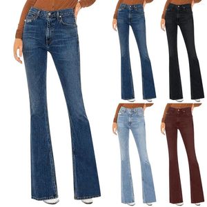 Kvinnors jeans kvinnors höga midja slit
