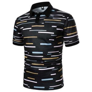 Polos de polos masculino Ment-shirt se curto bloco colorido Block Trechirt impresso Novo charme maduro polo casual moda homens lapela top y240510eycm