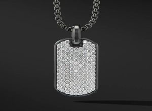 Kedjor Pave CZ Army Tag Pendant Men Necklace Fashion Rostfritt stål Box Chain Ncklace för Jewerly Gift5235999