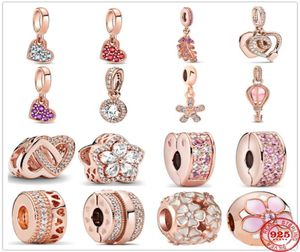 925 Silver Fit Charm 925 Bracelet Rose Gold Openwork Woven Infinity Daisy Hot Air Balloon Clip charms set Pendant DIY Fine Beads Jewelry2251585