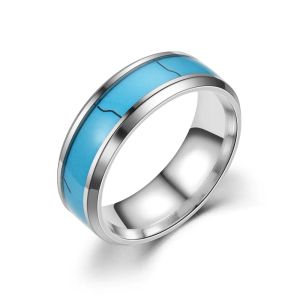 Mode 8mm män silver färg volfram bröllopsring blå zirkon sten inlagd polerad platt ring för män bröllop band smycken