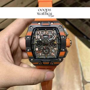 Luxury watch Date Luxury Mens Mechanics Watches Wristwatch Business Leisure Carbon Fiber Personality Automatic Mechanical Watch Tape Tide Calen