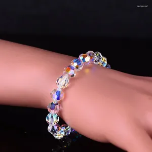 Strand Einfache glänzende Nachahmungskristallarmband für Frauen Ins Trendy Schmuck Geschenk violette Modperlen