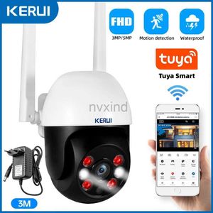 IP Cameras KERUI Outdoor Waterproof Wireless 3MP 5MP HD PTZ WiFi IP Camera Tuya Intelligent Camera Security CCTV Monitoring with 3-meter Cable d240510