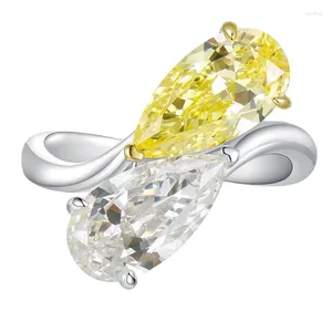 Cluster Rings Shop 925 Sterling Silver 7 13MM Pear Cut Citrine White Sapphire Gemstone Wedding Engagement Fine Jewelry Ring Wholesale