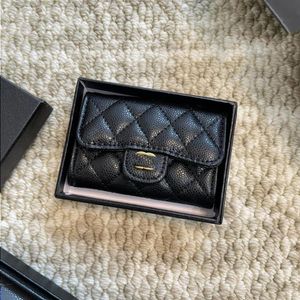10a Mini Mini Cartão Card Padrão Clipe de luxo Homens Mulheres Material Genuíno Bolsa Cf Bolsa Diamante Porta de Diamante