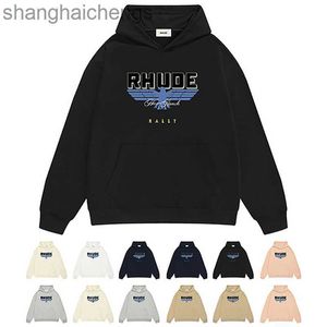 Роскошная столовая дизайнер дизайнер Rhuder Hoodies High Street Print Printed Casual Hoodie Mens Mens Street Street Blue Eagle Print Print с логотипом