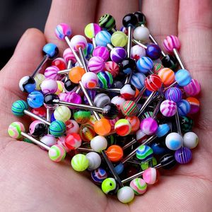 Fashion Mixed Color Acrylic Tongue Piercing for Women 316L Stainless Steel Industrial Barbell Lip Sexy Body Jewelry 240429