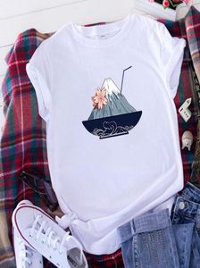 Moda tişörtleri kadınlar Japonya Mount fuji içecek sıradan tshirts kadınlar oneck kısa kollu camiseta mujer gevşek tişört femme 210528006857