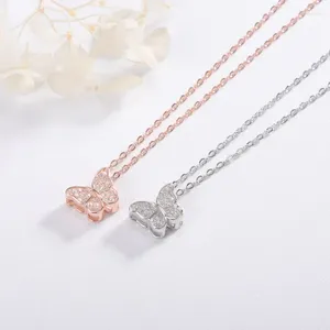 PENDANts Silver Color Butterfly Necklace Women's Short Micro Intarson Clavicle Chain Simple e Sweet