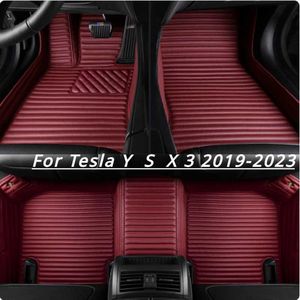 Tapetes de piso tapetes de piso de carro personalizados para tesla modelo 3 x y 2020- 2023 2024 revestimento de carga Pad Pad à prova d'água Acessórios automáticos de proteção de couro T240509