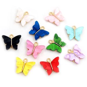 10pcs 14x16mm Acrylic Butterfly Charms Alloy Metal Charm Pendant For Necklace Bracelet DIY Jewelry Making Accessories Findings 240507