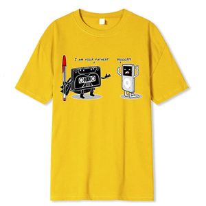 Ich bin dein Vater lustiger Vintage-gedrucktes T-Shirt für Männer Frauen hochwertige Baumwoll-T-Shirt 80S 90S Magnet Tape MP3-Griff T-Shirt 240509