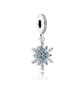 925 Sterling Silver Crystal Snow Pendant Charms Retail Box European Bead Charms Armband Halsband smycken Making Charm8762368