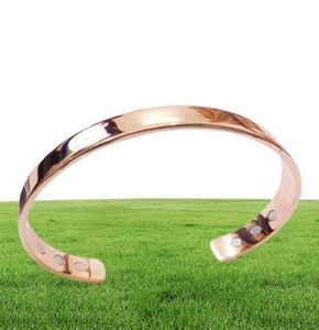 Pure Copper Magnet Energy Health Open Bangle Plated Rose Gold Color Simple Armband Healthy Healing Jewelry Gift95621206093327