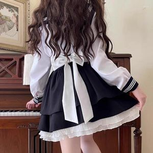 スカートkawaii lace up black skirt for women 2024秋のハイウエスト弓