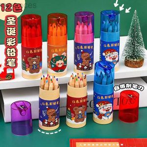 Pencils Christmas 12 Colorful Pencil Set Art Painting Non toxic Oil Base Pencil Set Artist Drawing Sketching Christmas Gift d240510
