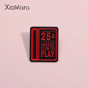 Brooches 80's Digital Games Arcade Enamel Pins Insert Coin To Play Gothic Lapel Badges Funny Custom Jewelry Gift For Friends