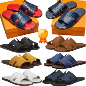 Luxus Izmir Sandal Men Pantoffers Designer Sandalen Schuhe hochwertige modische schwarze Kalbsleder Leder -Schieberegler am Strand rutschen Flates Jungen Flip Flops Sandalias