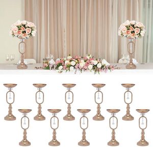 Vaser 15.6in Tall Gold Pelar Candle Holder Table Decor Centerpiece For Matsal Flower Stand Anniversary Party Party