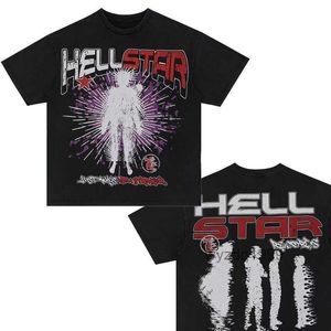 Hellsta Mens T-shirts Cotton T-shirt Fashion Black Shirt Clothing Cartoon Graphic Punk Rock Tops Summer High Street Streetwear 7823OK2I