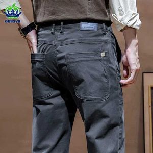 Men's Pants Brand clothing mens work pants 97% pure cotton solid color clothing Korean jogging khaki gray casual mens ultra-fine 38 40L2405