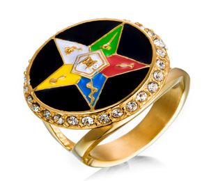 Gold 316 Aço inoxidável OES OES Orientn Star Ladies Rings Itens para mulheres com jóias de pedras de cristal para feminino4039849