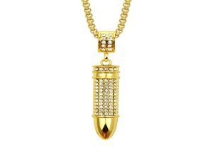 Nya modehalsband Hip Hop Diamond Bullet Head Necklace Pendant CLAVICLE CHAIN ​​GOLD NECKLACE ER CHAIN ​​MENS Hiphop Iced Out Jewelry2838339