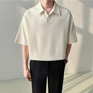 Polos da uomo di alta qualità estate Waffle Short Short Short Shirt uomini in maniera coreana Casualmente Casual Solido Colore Sold T per per