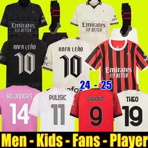2023 2024 RAFALEAO TOMORI MUSAH ACサッカージャージJovic Theo Giroud Calabria Pulisic Milans Playerバージョン23 24 Loftus Cheek Bennacer Long Sleeve Shird Men Kid Kit