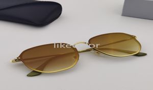 Fashionable Hexagonal floating lens sunglasses metal frame Arista golden appearance and matching with copper silver blue or go1941788