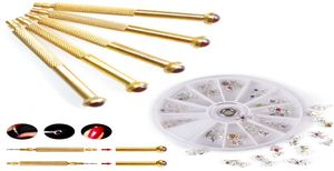 5st Pack Nail Art Piercing Hand Drill Tool Tips Dangle Pierce 12 Styles vackra strass dinglar för nagelkonst tips dekoratio5857347