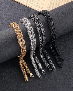 6mm 24 Inch Solid Knot Round Byzantine Link Chain Necklace for Women Men Stainless Steel Jewelry Silver Gold Black2197980