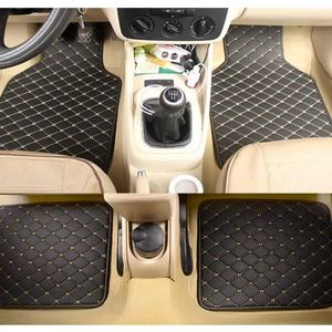 Golvmattor mattor 4-stycken universal pu läder beige bil golvmatta anti slip bil matta vattentät fotmatt bil interiör gjutning t240509