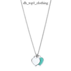 10A 925 Sterling Silver Necklace Netlace Netlaces Female مجوهرات رائعة رسمية Co Blue Heart heart جودة المصمم سوار Tiffanyjewelry 757