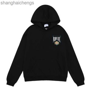 Trend av hög kvalitet Rhuder Hoodies Designer Fashion Brand Card Spelar Kort Tryckt Cotton Hip Hop Casual Hoodie Sweatshirt för män Kvinnor med logotyp