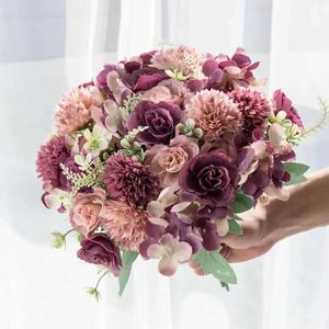 Декоративные цветы венки 30 см шелковые розы свадебные букеты для домашней комнаты