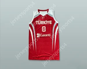 Özel Nay Mens Gençlik/Çocuklar Ersan Ilyasova 8 Türkiye Kırmızı Basketbol Forması Üst Dikişli S-6XL